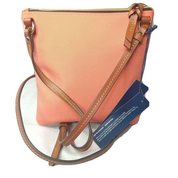 Dooney & Bourke Nylon Double Zip Crossbody Bag Coral Small Size - Picture 2 of 9